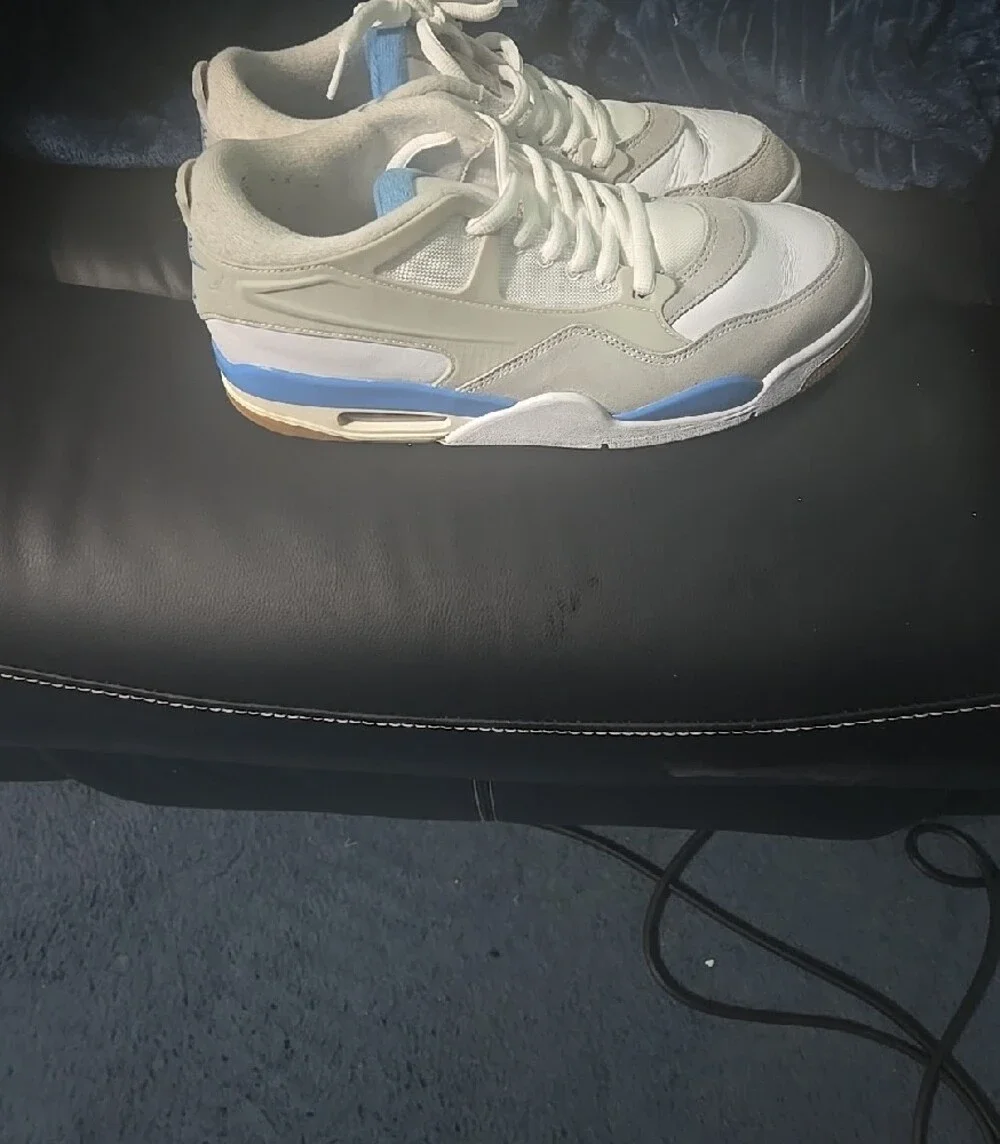 Mens White & Light Blue Athletic Sneakers